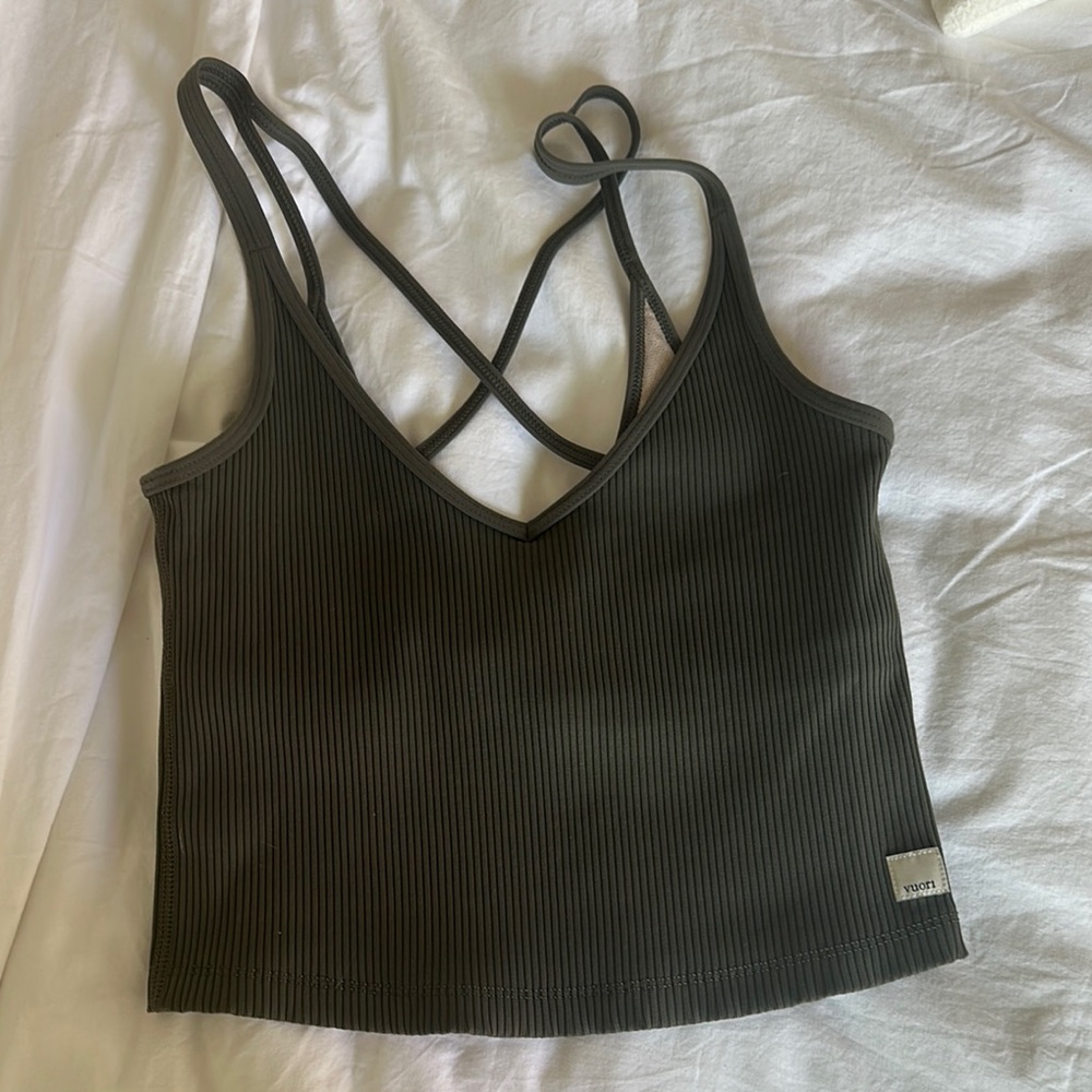 Green Ribbed Strappy Top